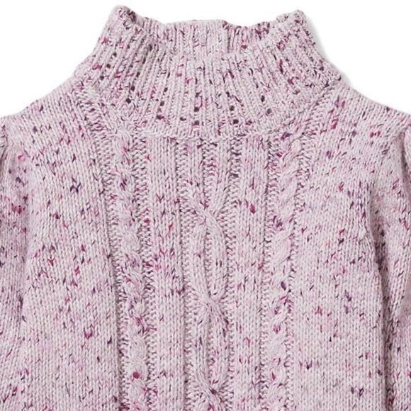 Janie and Jack Girls Speckled Cable Knit Sweater, Orchid Speckled, Size 6 - Picture 2 of 11